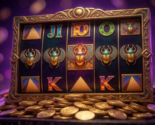 Jackpot-Slot mit goldenen Symbolen und herabfallenden M&uuml;nzen als Beispiel f&uuml;r Jackpot-Spiele